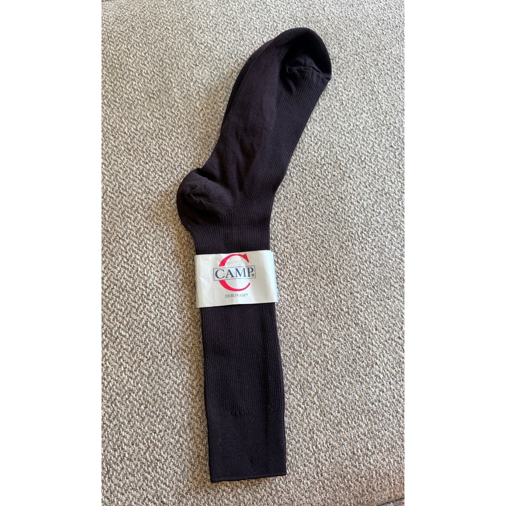 Camp Debonair Vintage Mens Dress Socks Brown Ribbed Nylon USA Made Size 10-13